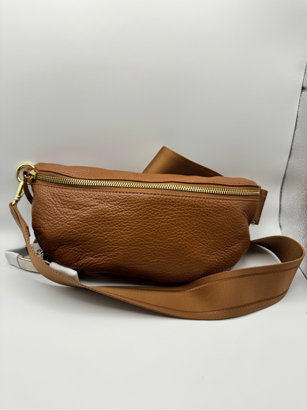 Quince Leather Crossbody Belt Bag in Tan